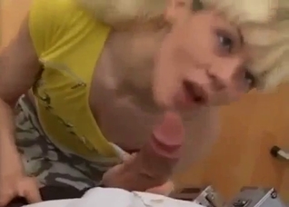 Bleached niece sucks her uncle's sausage